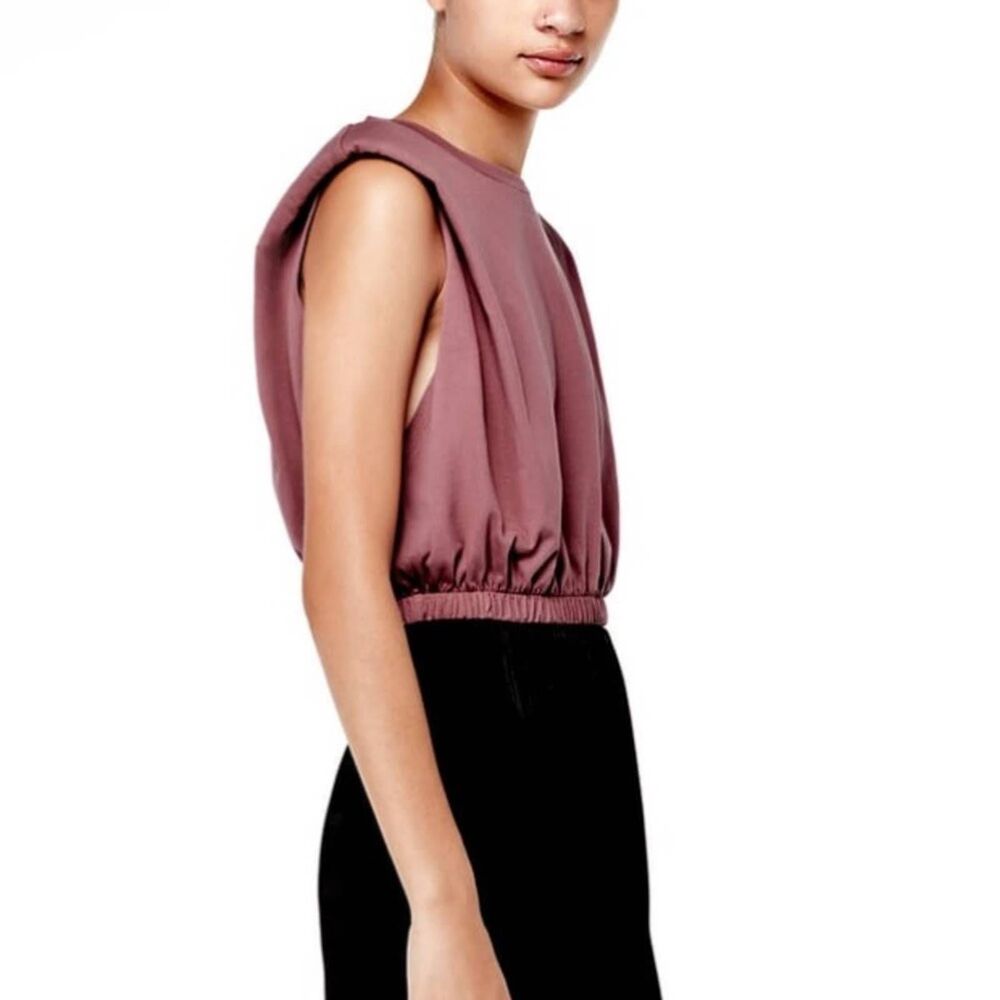 ZARA CROP TOP SHOULDER PAD PINK LARGE